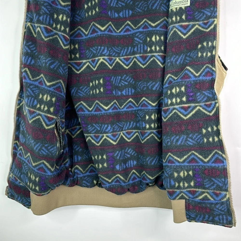 Vintage Columbia Tan Reversible Fleece Nylon Vest Size Medium Tall